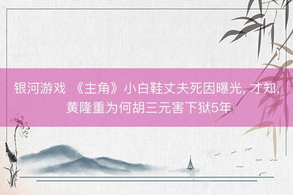 银河游戏 《主角》小白鞋丈夫死因曝光， 才知， 黄隆重为何胡三元害下狱5年